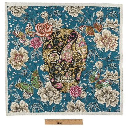 French Bleu Skull in Love Oversized Square Patch - 18.875" Full