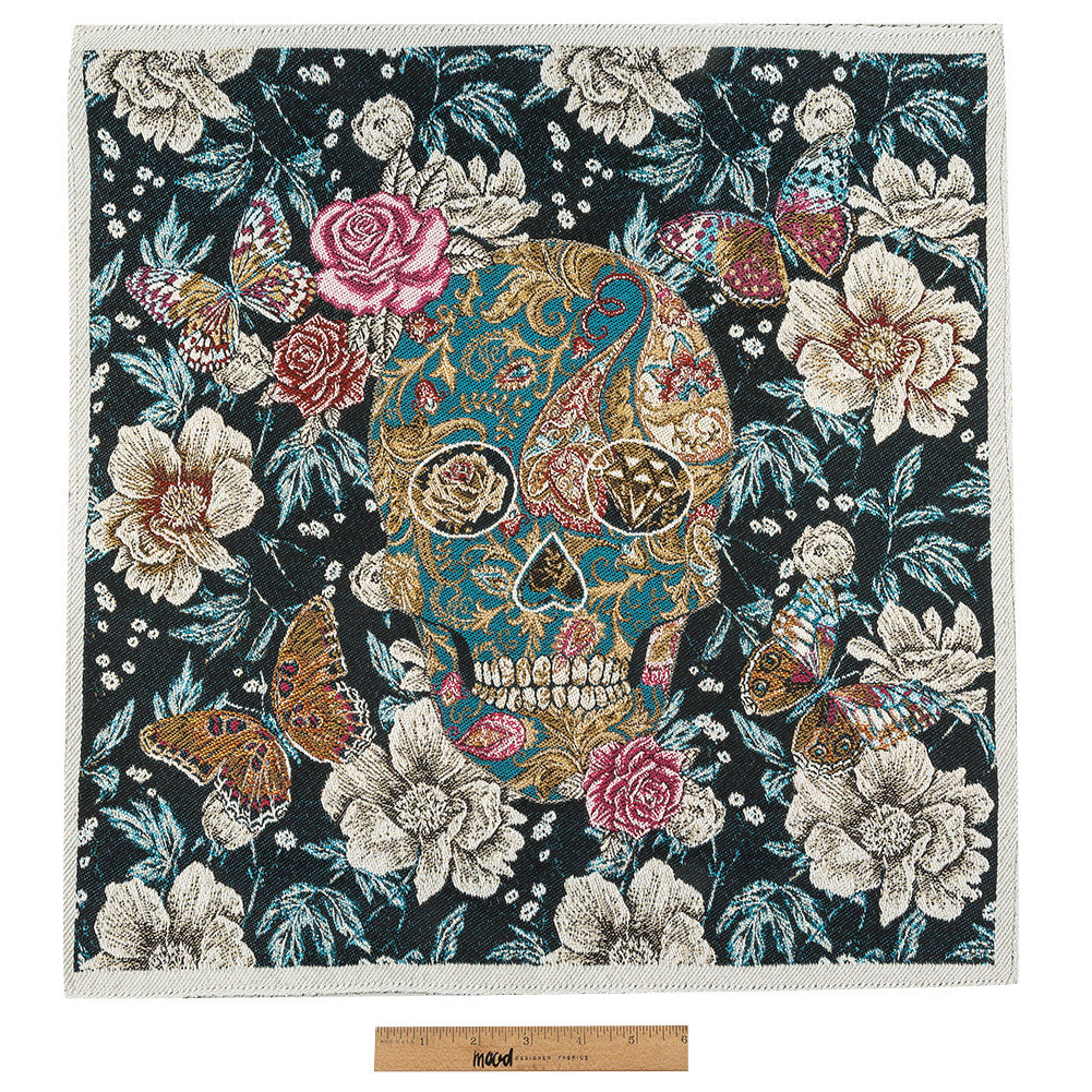 French Noir Skull in Love Oversized Square Patch - 18.875" Full
