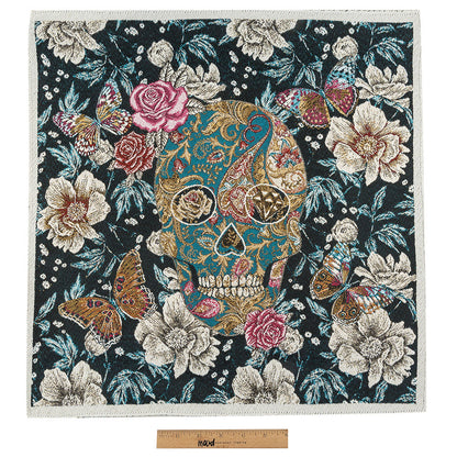 French Noir Skull in Love Oversized Square Patch - 18.875" Full