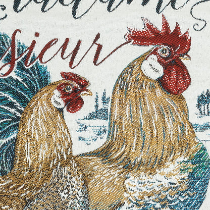 French Bleu Madame and Monsieur Oversized Square Patch - 18.875" Detail
