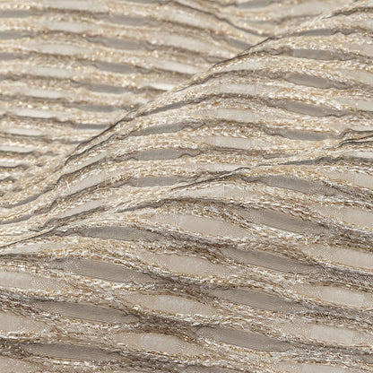 Metallic Gold and Beige Raised Lattice Sheer Organza Luxury Brocade Detail