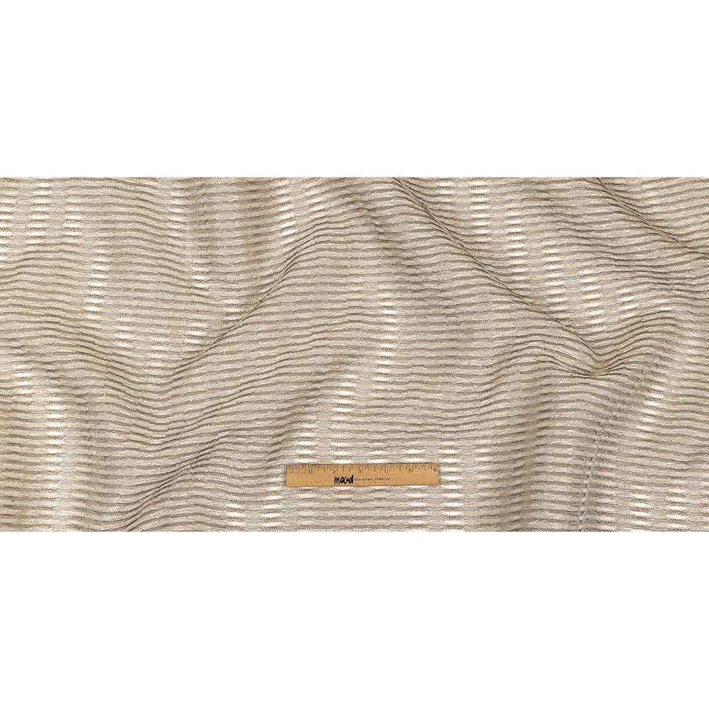 Metallic Gold and Beige Raised Lattice Sheer Organza Luxury Brocade Full