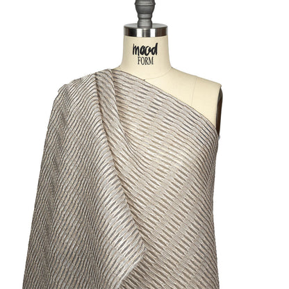 Metallic Gold and Beige Raised Lattice Sheer Organza Luxury Brocade Drape