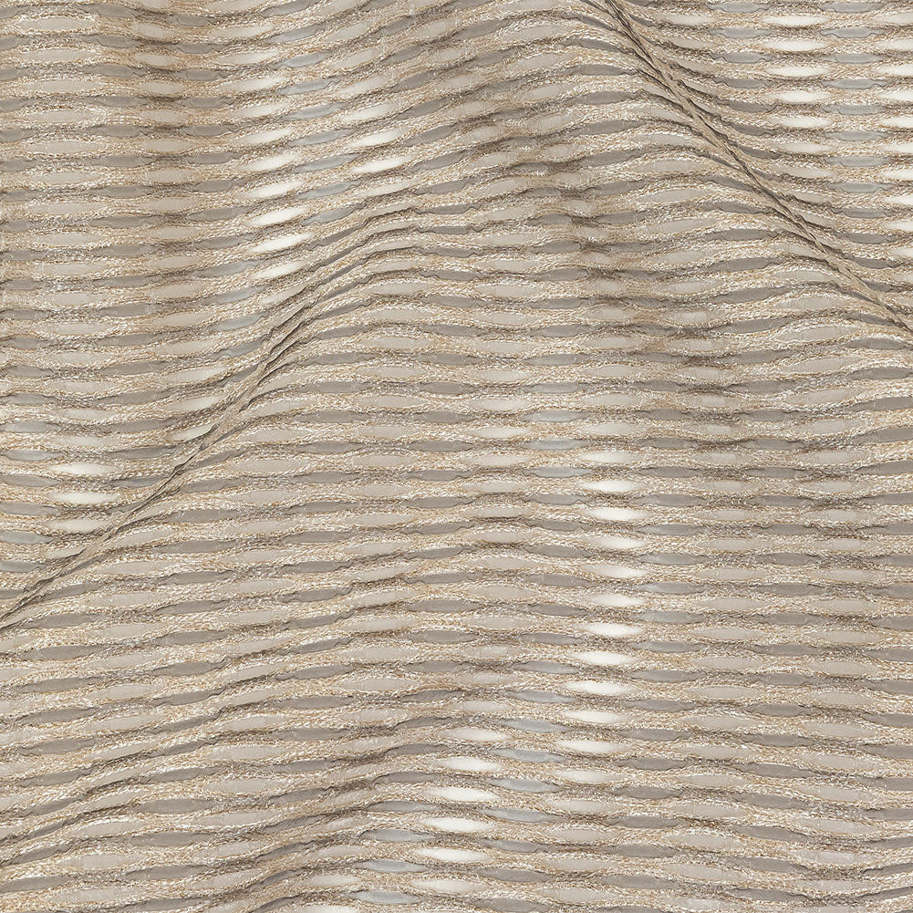 Metallic Gold and Beige Raised Lattice Sheer Organza Luxury Brocade