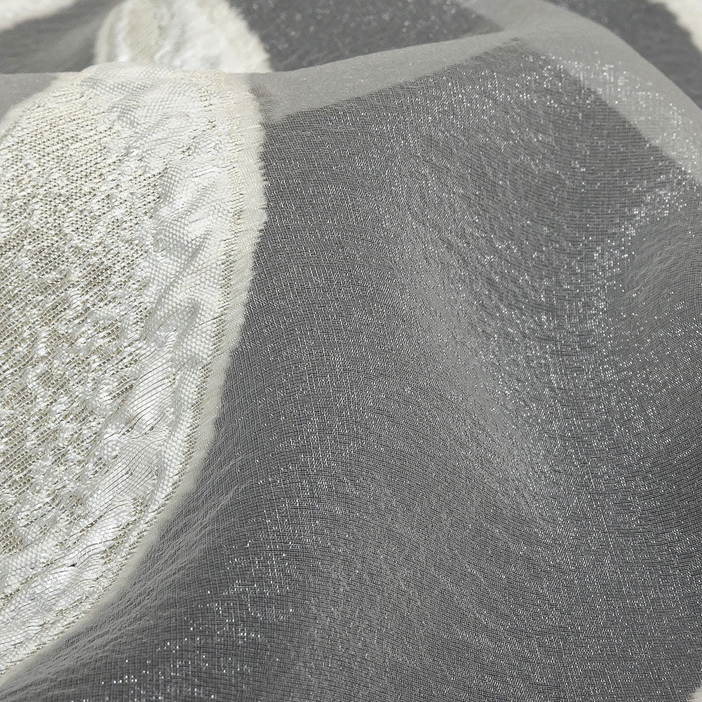 Metallic Cream Marbled Veins Luxury Burnout Brocade Panel Detail