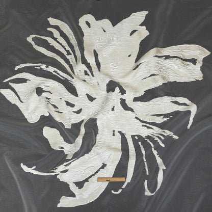 Metallic Cream Marbled Veins Luxury Burnout Brocade Panel Full