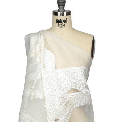 Metallic Cream Marbled Veins Luxury Burnout Brocade Panel Drape