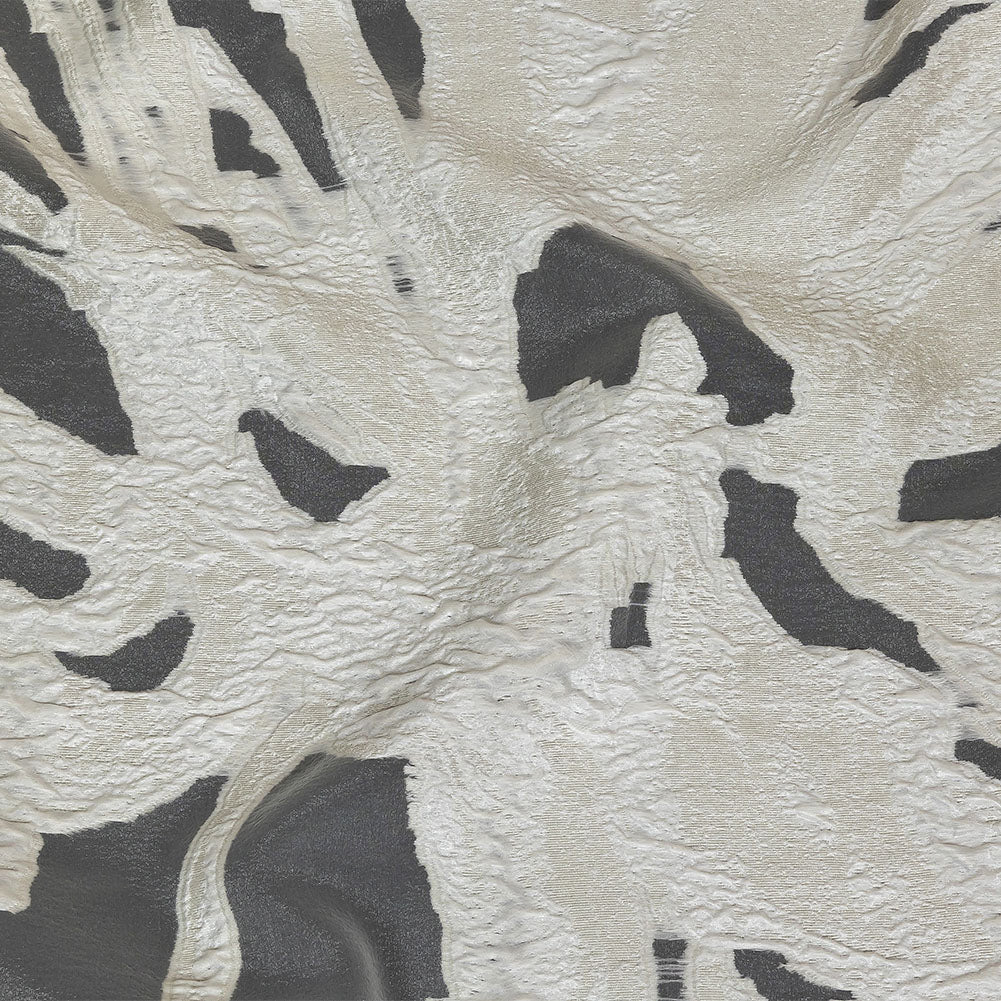 Metallic Cream Marbled Veins Luxury Burnout Brocade Panel