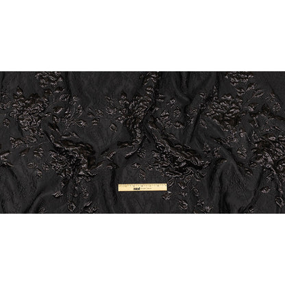Metallic Black Roses and Leaves Luxury Brocade Full