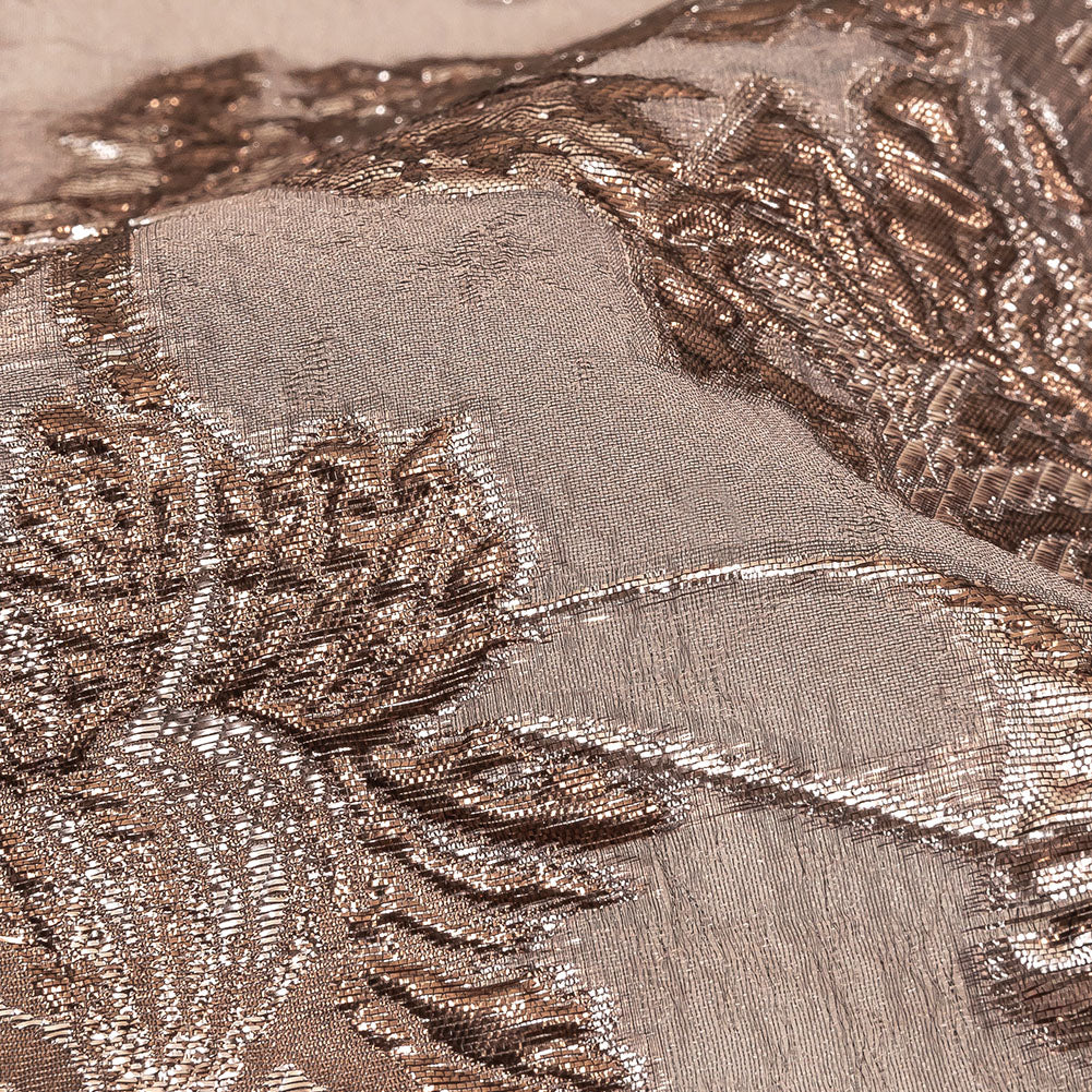Metallic Rose Gold Floral Luxury Burnout Brocade Detail