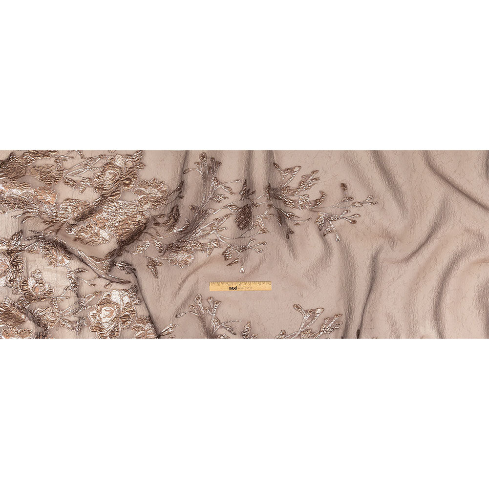 Metallic Rose Gold Floral Luxury Burnout Brocade Full