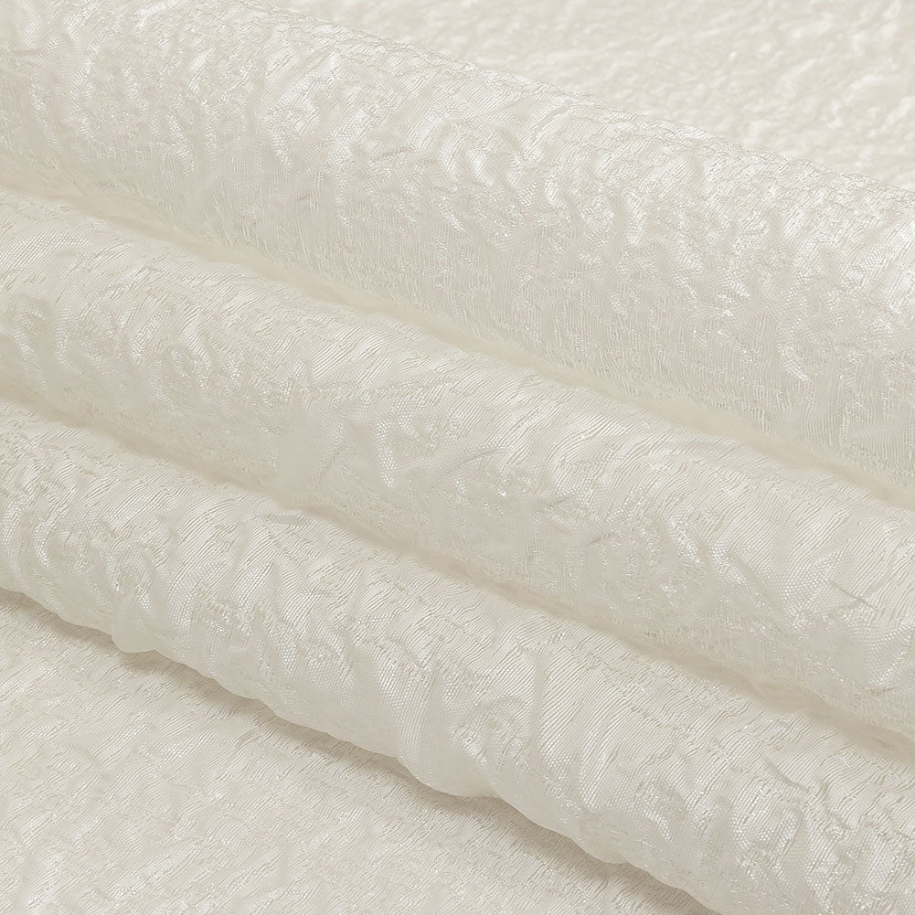 Metallic White Crinkled Luxury Brocade Folded