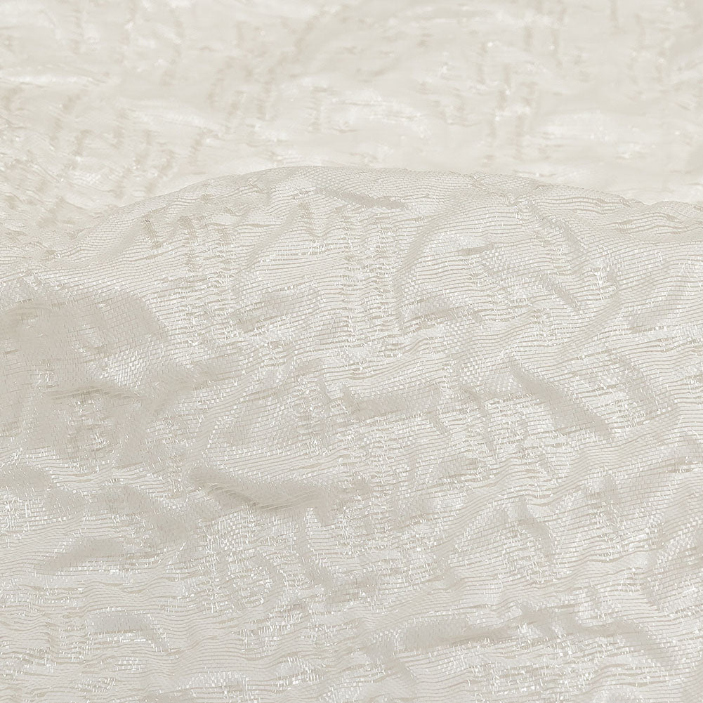 Metallic White Crinkled Luxury Brocade Detail