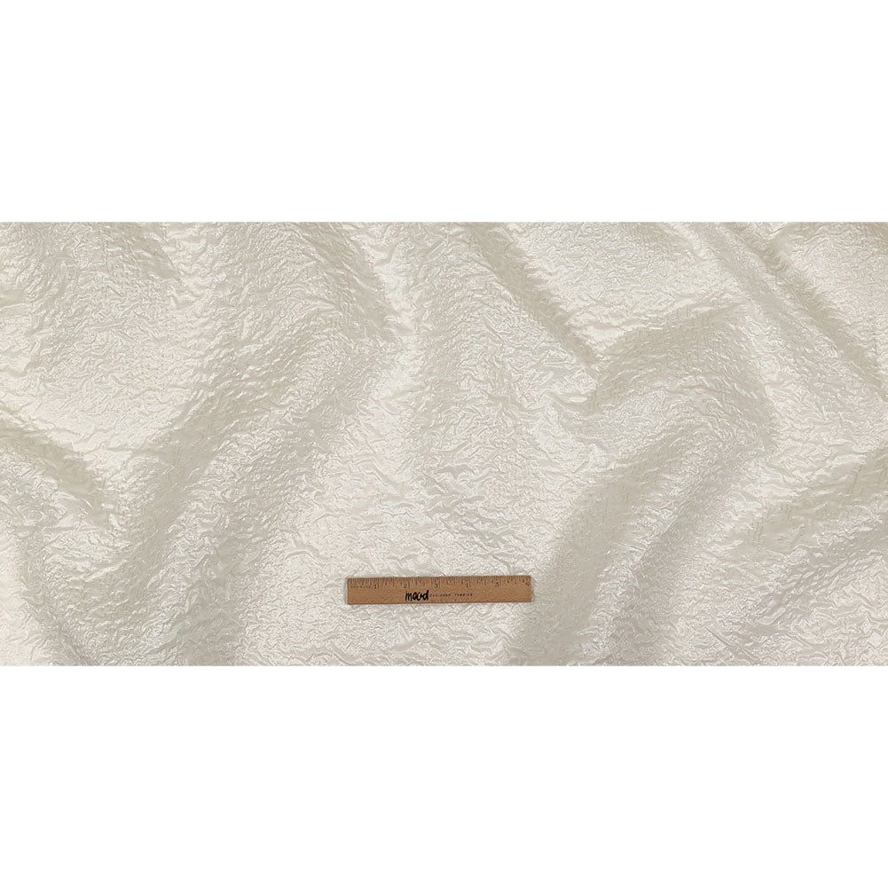 Metallic White Crinkled Luxury Brocade Full