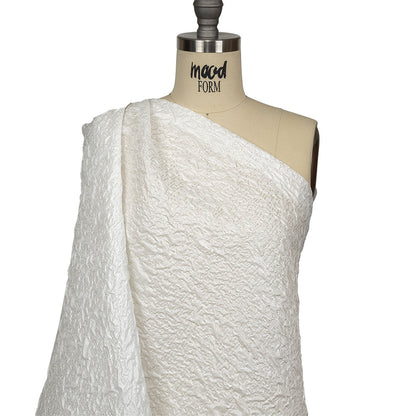 Metallic White Crinkled Luxury Brocade Drape