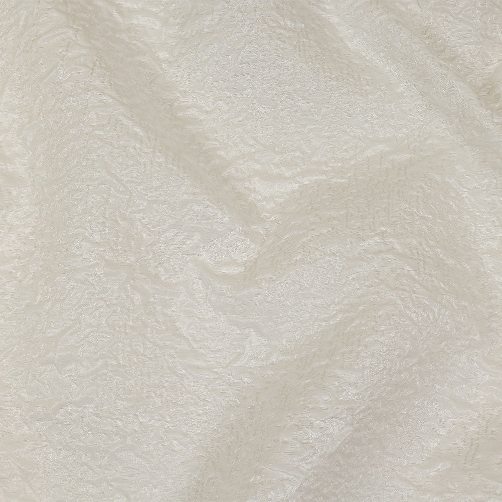 Metallic White Crinkled Luxury Brocade