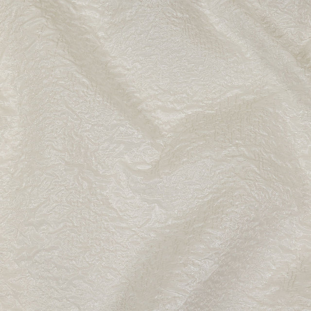Metallic White Crinkled Luxury Brocade