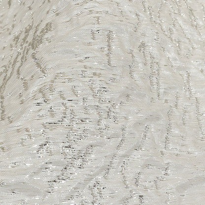 Metallic Silver and White Crinkled Luxury Brocade Detail