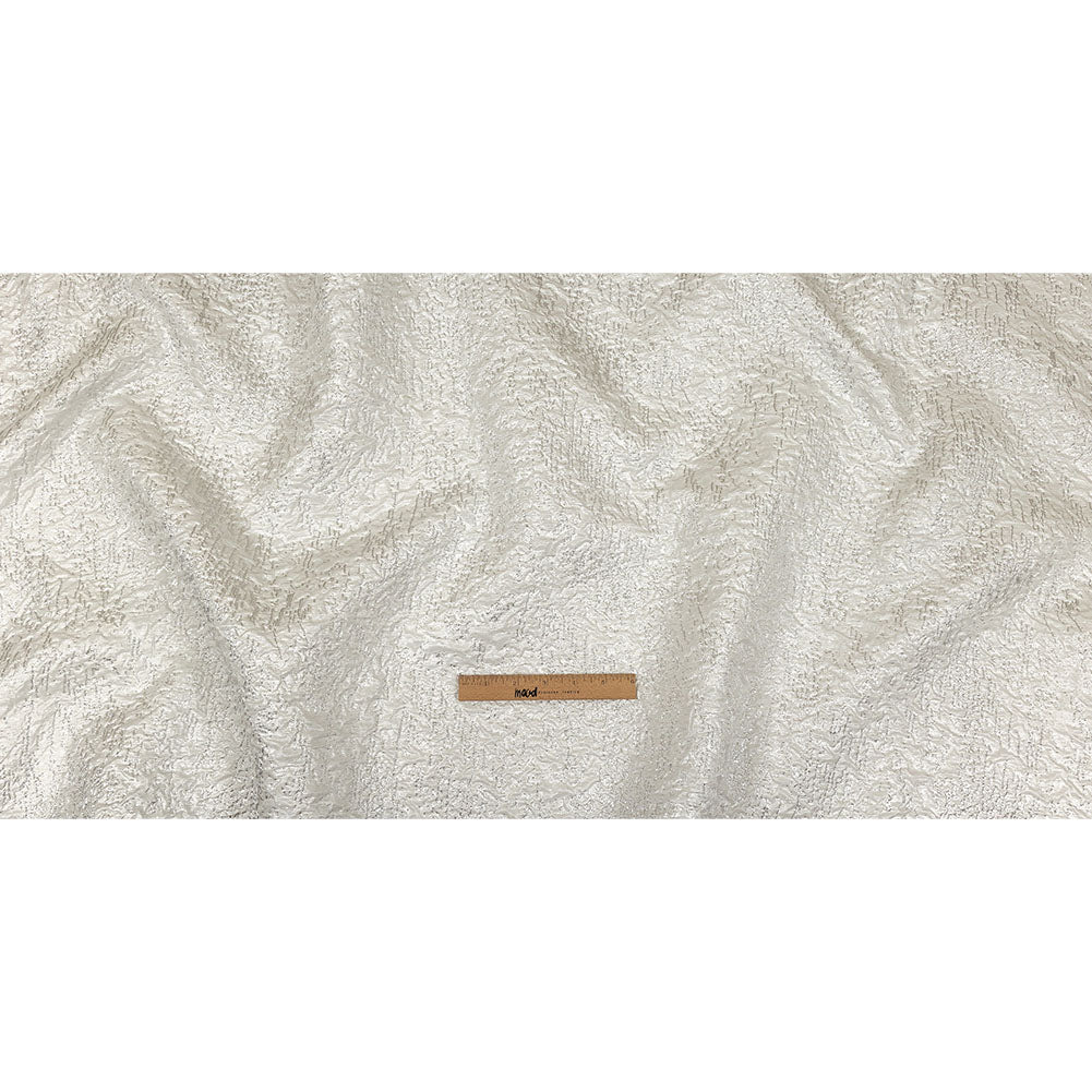 Metallic Silver and White Crinkled Luxury Brocade Full