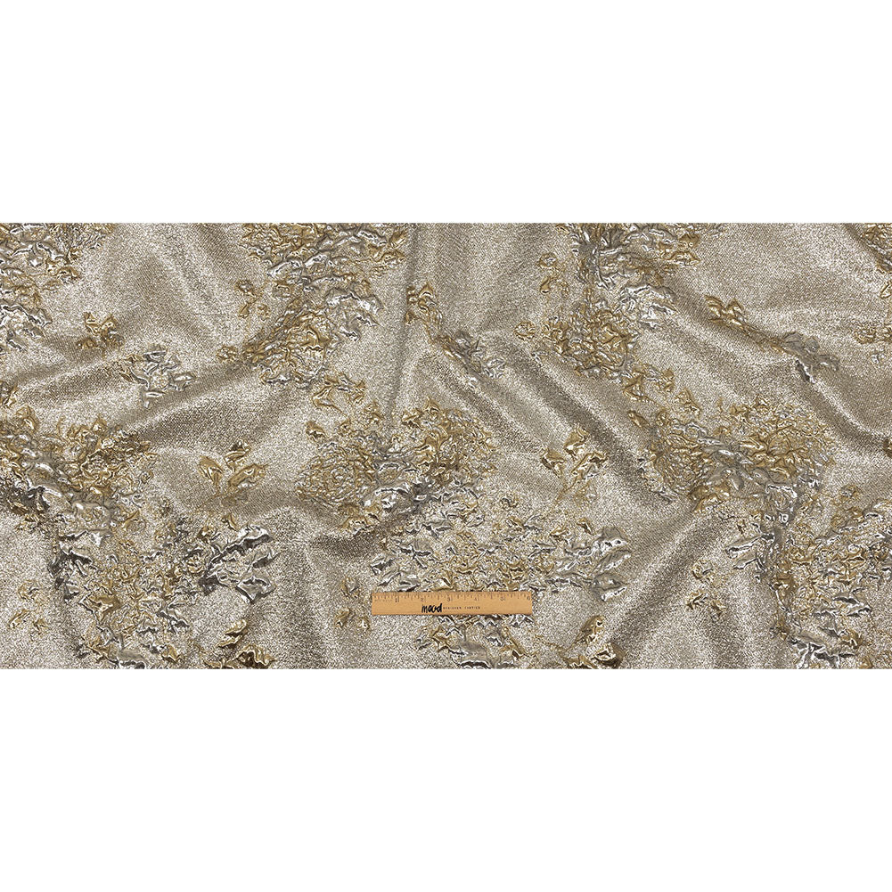 Metallic Silver and Gold Floral Luxury Brocade Full
