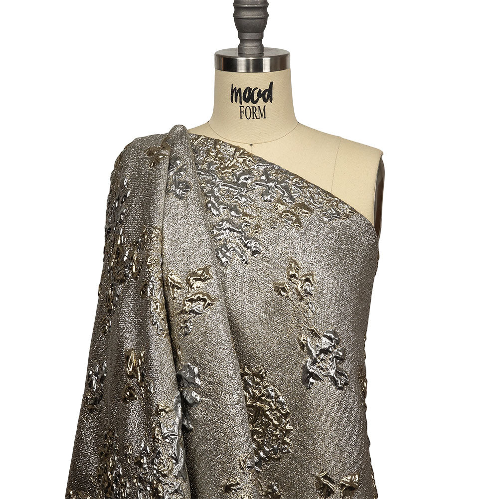Metallic Silver and Gold Floral Luxury Brocade Drape