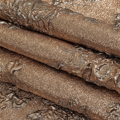 Metallic Gunmetal and Copper Floral Luxury Brocade Folded