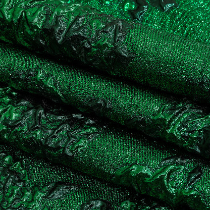 Metallic Emerald and Forest Floral Luxury Brocade Folded