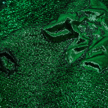 Metallic Emerald and Forest Floral Luxury Brocade Detail