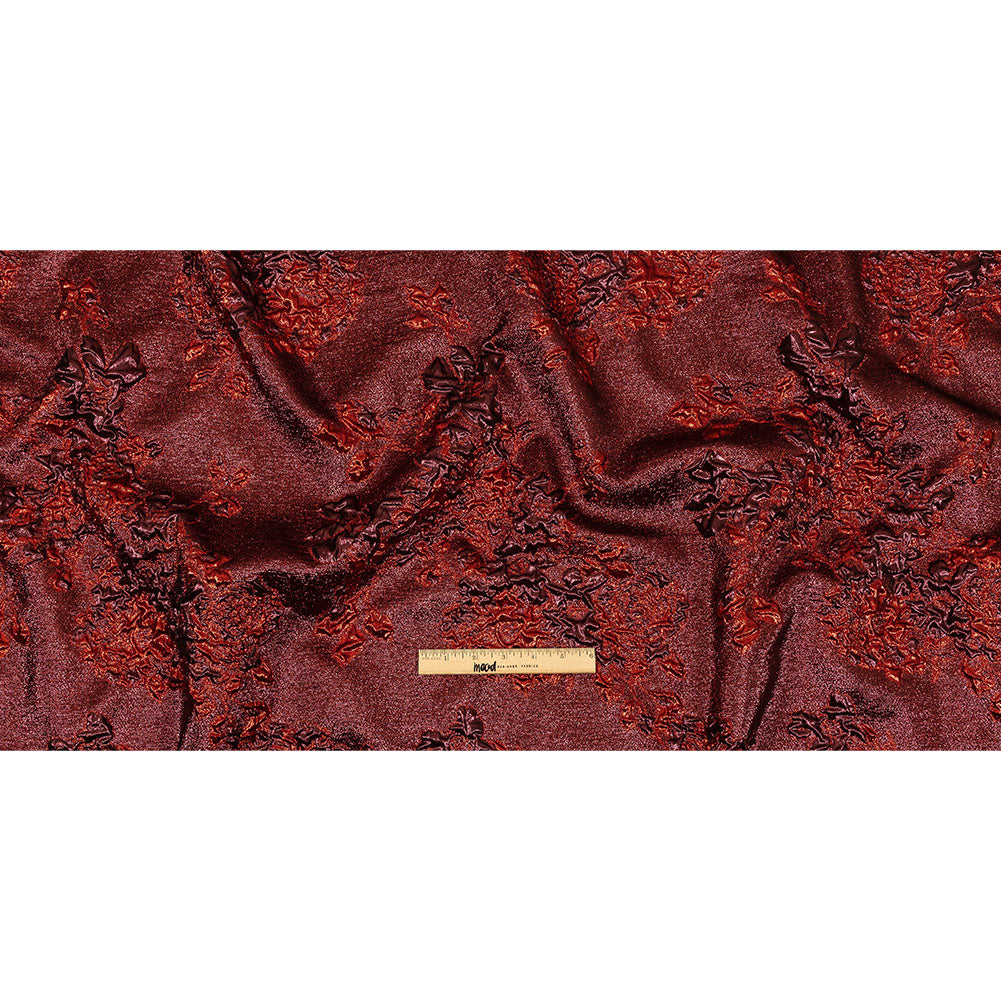 Metallic Scarlet and Burgundy Floral Luxury Brocade Full