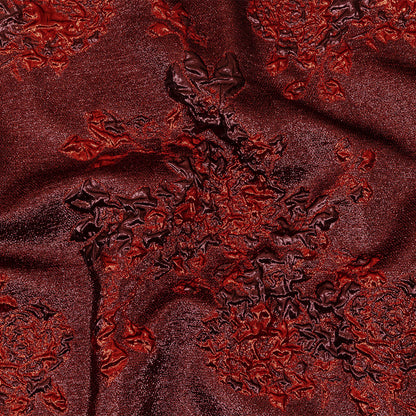 Metallic Scarlet and Burgundy Floral Luxury Brocade