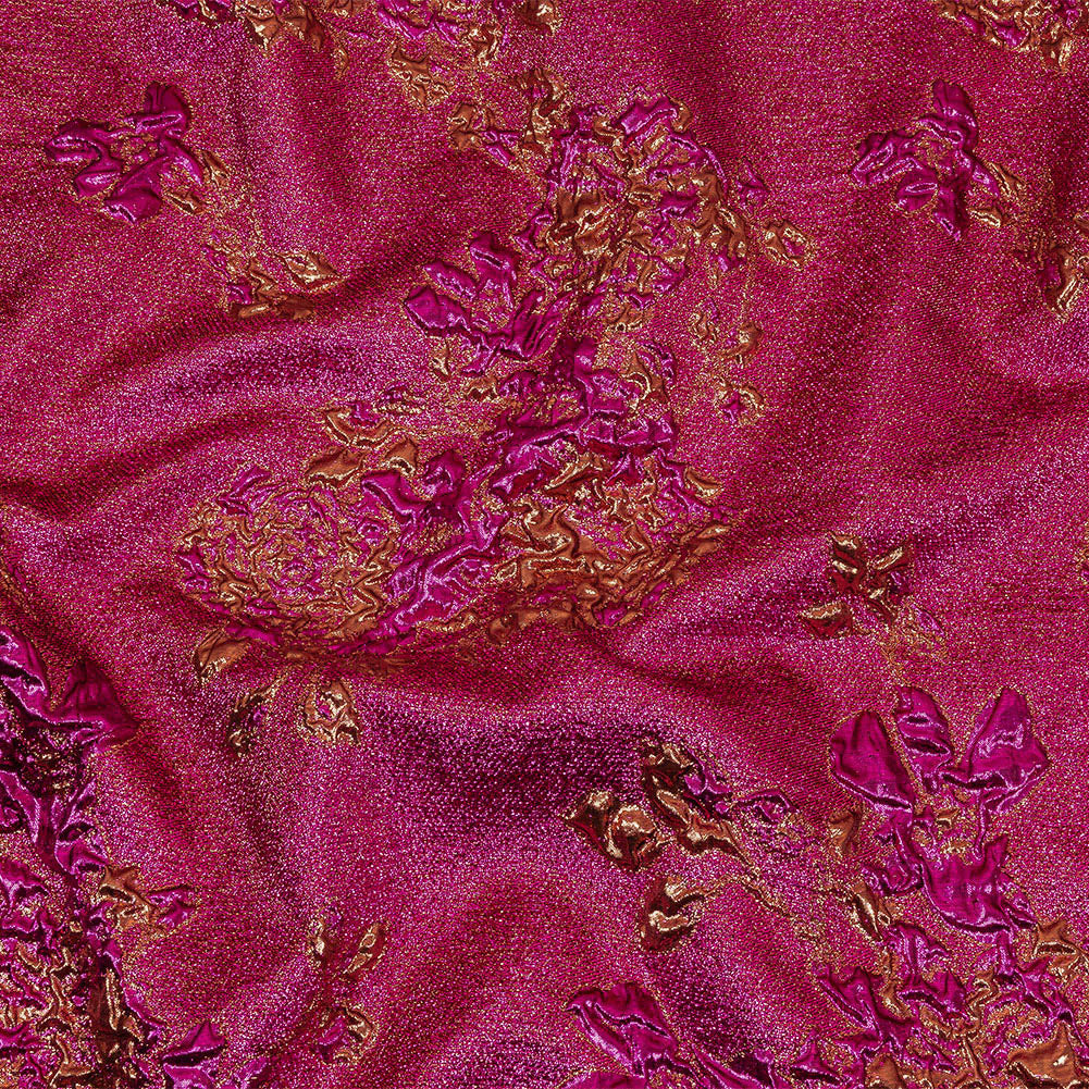 Metallic Fuchsia and Gold Floral Luxury Brocade