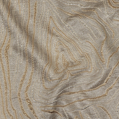Metallic Silver, Gold and Beige Contour Lines Luxury Brocade