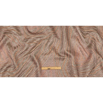 Metallic Gold, Silver and Pink Contour Lines Luxury Brocade Full