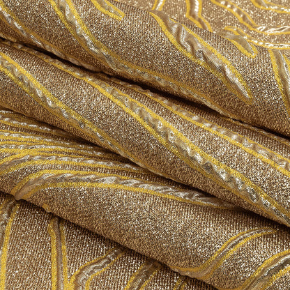 Metallic Gold and Mustard Contour Lines Luxury Brocade Folded
