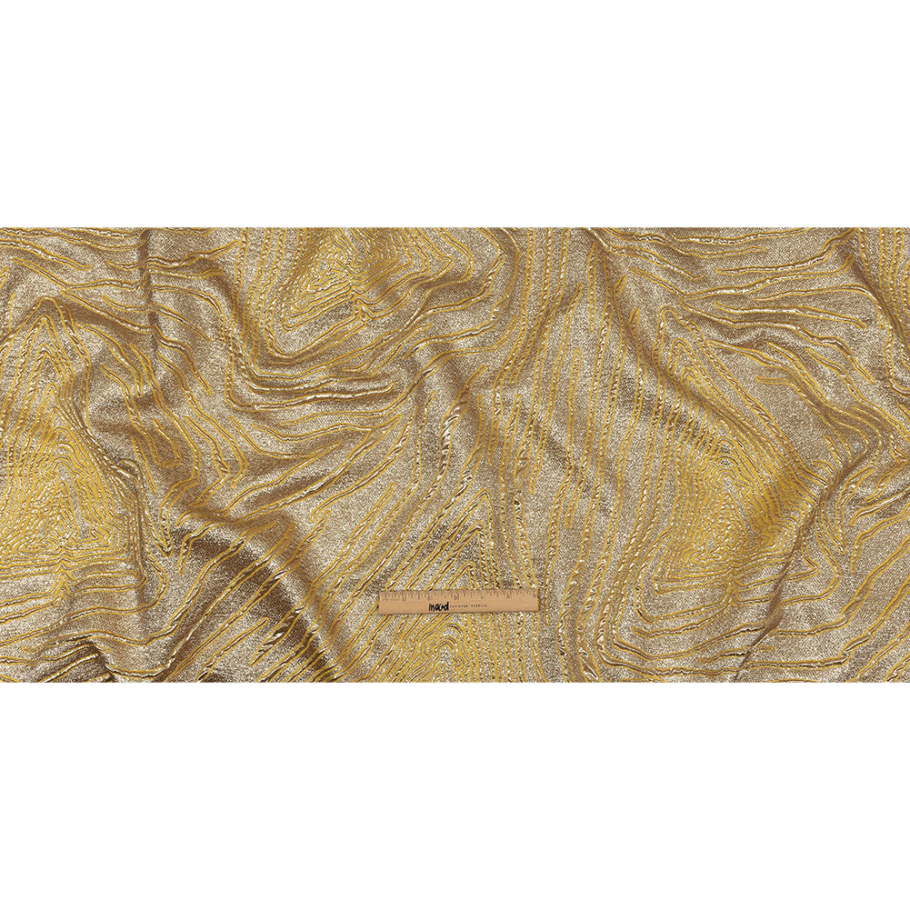 Metallic Gold and Mustard Contour Lines Luxury Brocade Full
