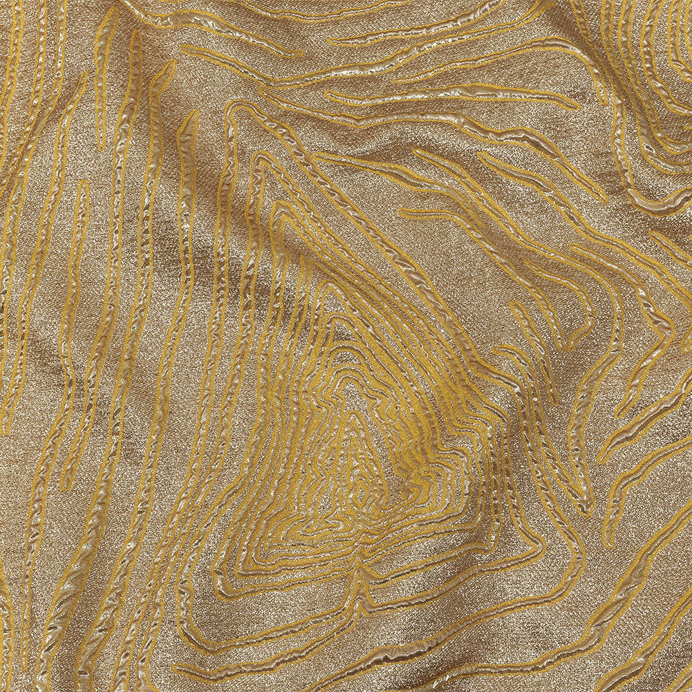 Metallic Gold and Mustard Contour Lines Luxury Brocade