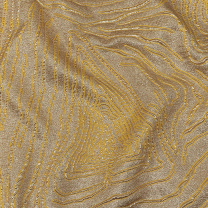 Metallic Gold and Mustard Contour Lines Luxury Brocade