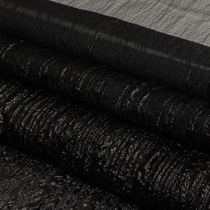 Metallic Black Lines Luxury Organza Brocade Folded