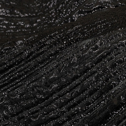 Metallic Black Lines Luxury Organza Brocade Detail