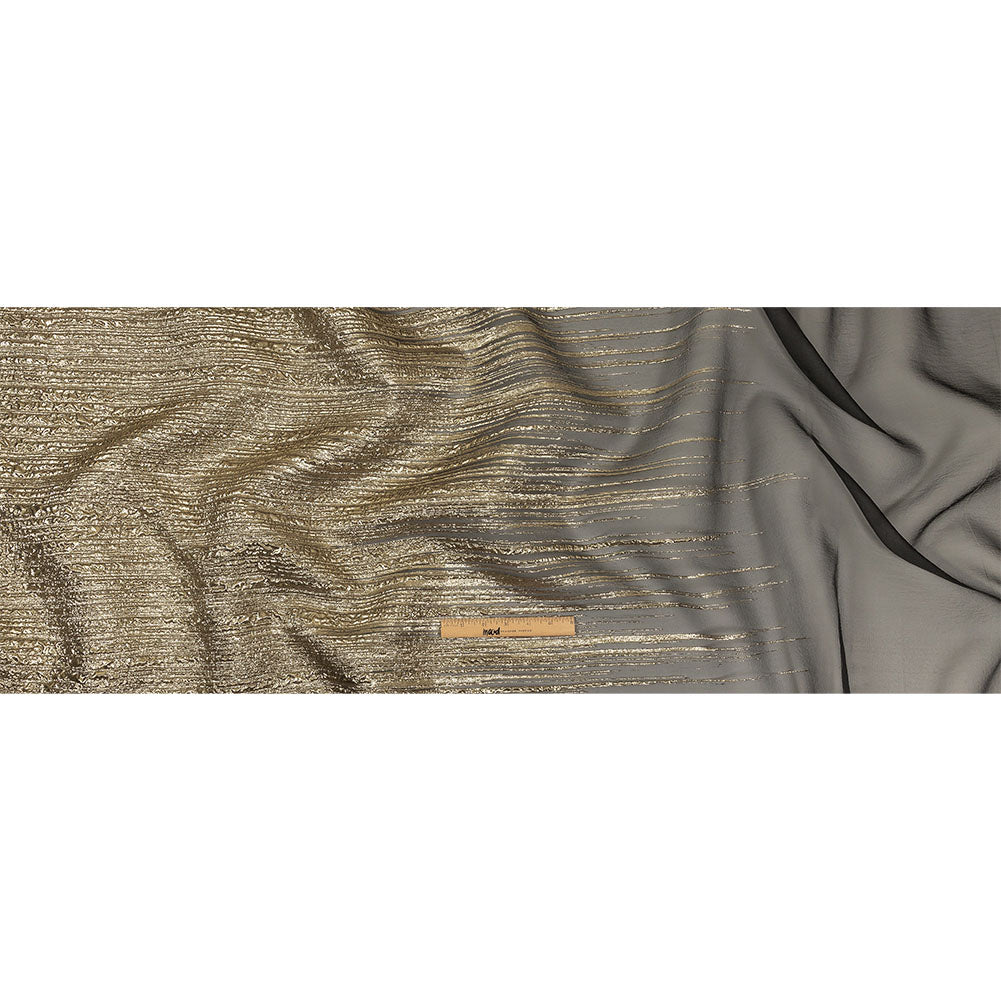 Metallic Gold and Black Lines Luxury Organza Brocade Full