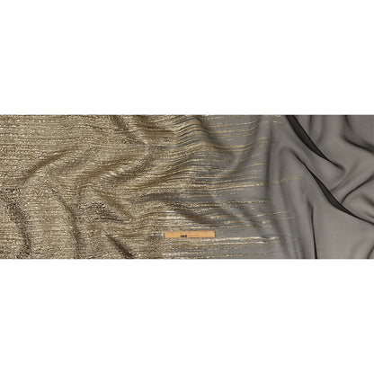 Metallic Gold and Black Lines Luxury Organza Brocade Full