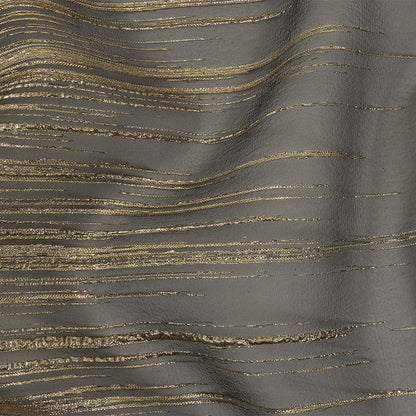 Metallic Gold and Black Lines Luxury Organza Brocade