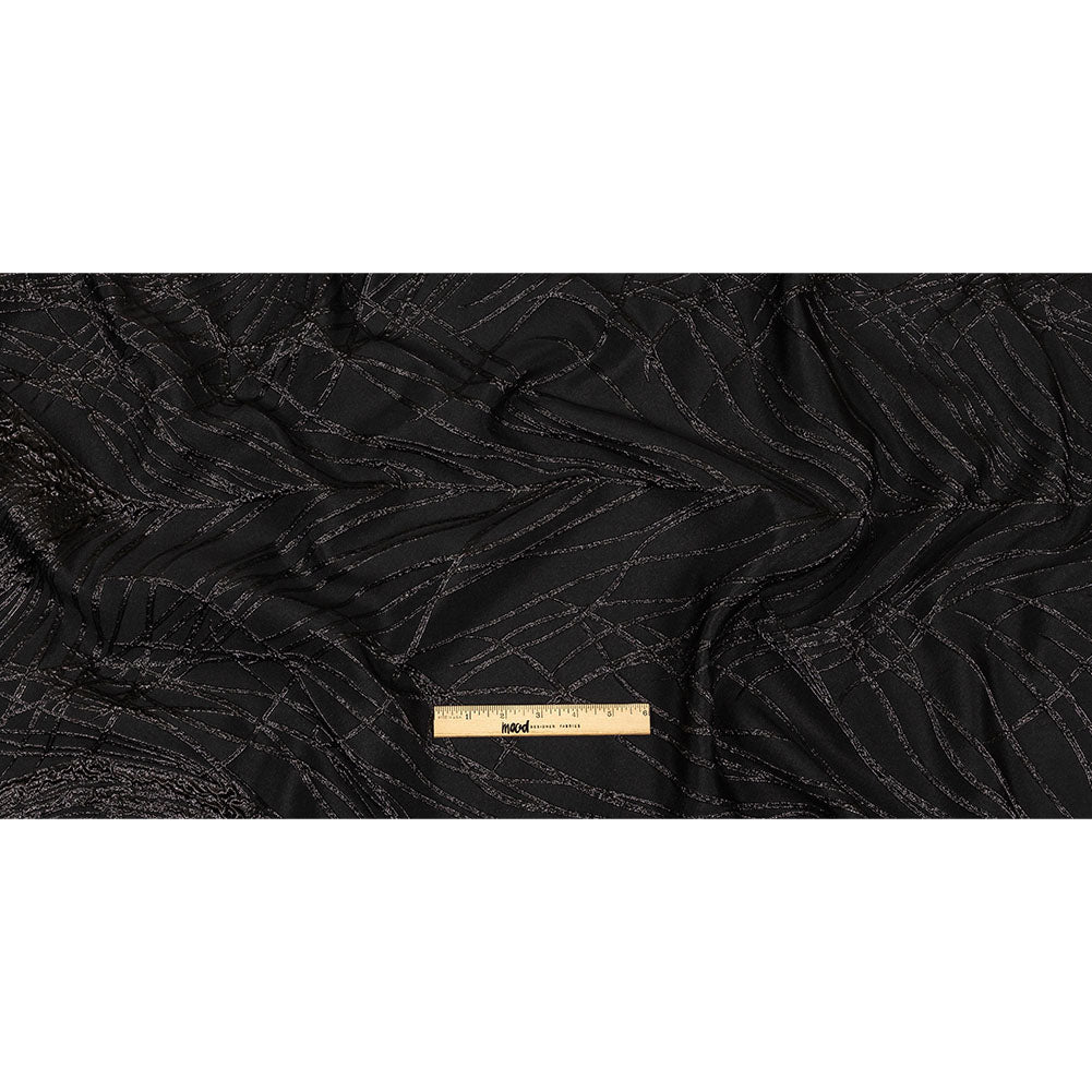 Metallic Black Feathers Luxury Brocade Full