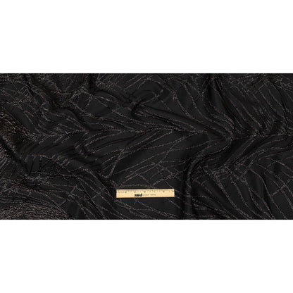 Metallic Black Feathers Luxury Brocade Full