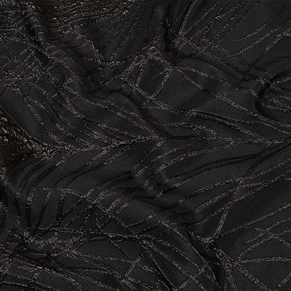 Metallic Black Feathers Luxury Brocade