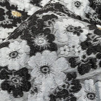 Black, Gray and Metallic Gold Floral Luxury Brocade Detail
