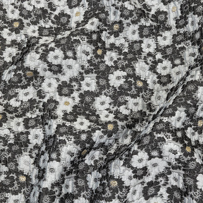 Black, Gray and Metallic Gold Floral Luxury Brocade
