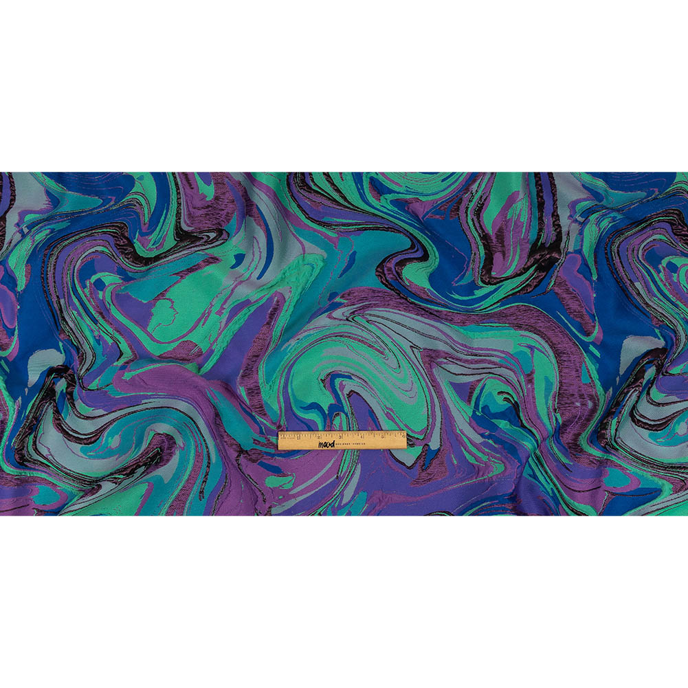 Lilac, Seafoam and Blue Marbled Metallic Luxury Brocade Full