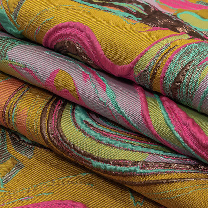 Rose Gold, Coral and Seafoam Marbled Metallic Luxury Brocade Folded