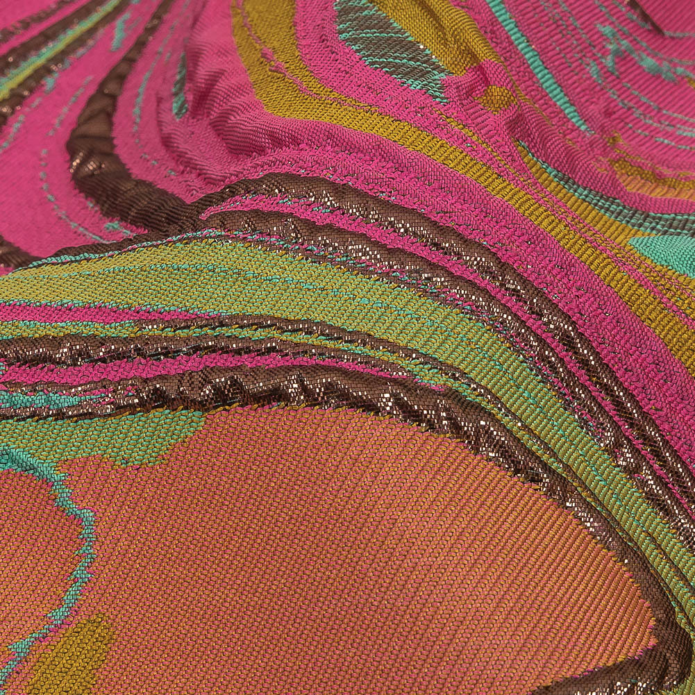 Rose Gold, Coral and Seafoam Marbled Metallic Luxury Brocade Detail